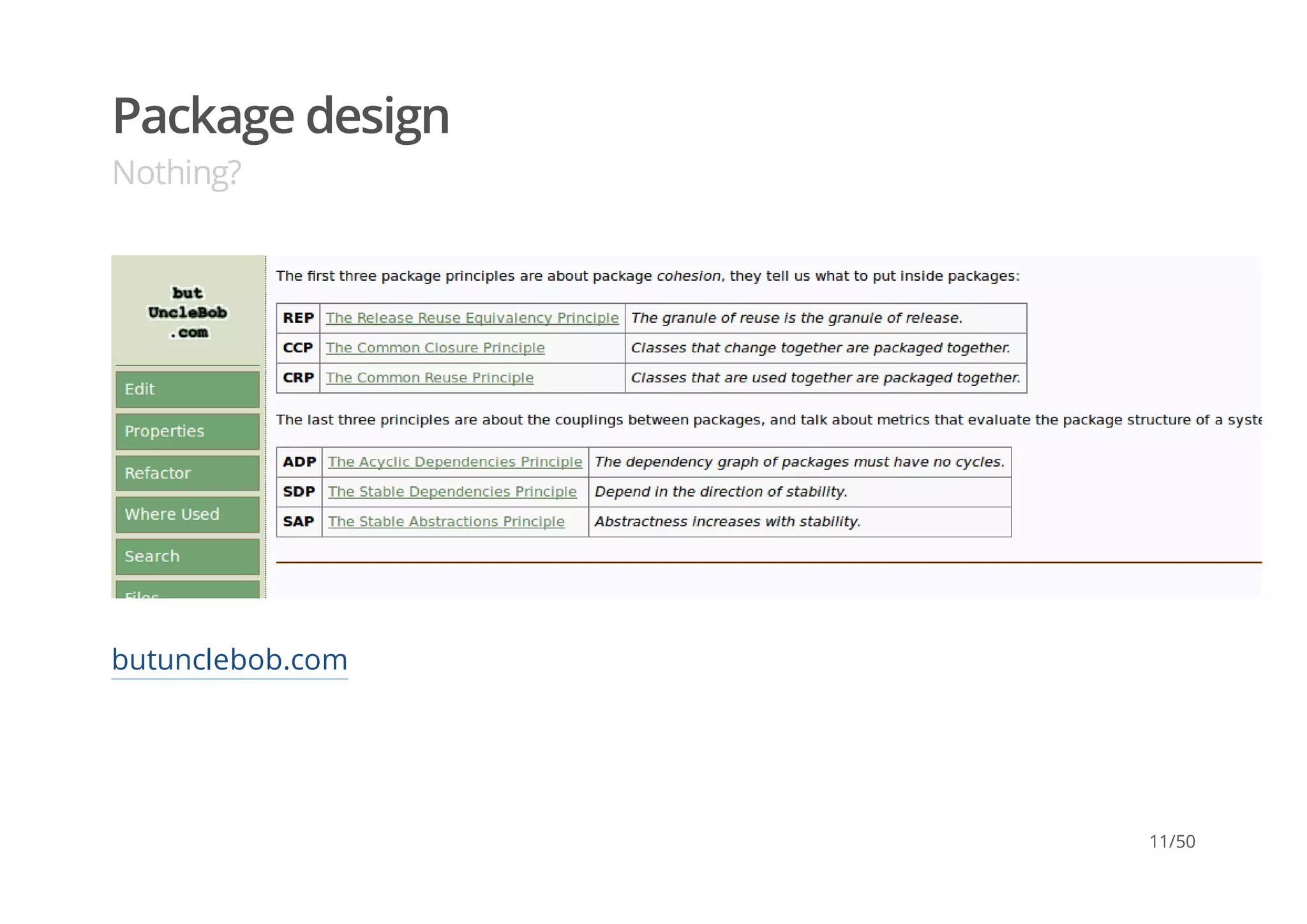 Package design
Nothing?
butunclebob.com
11/50
 
