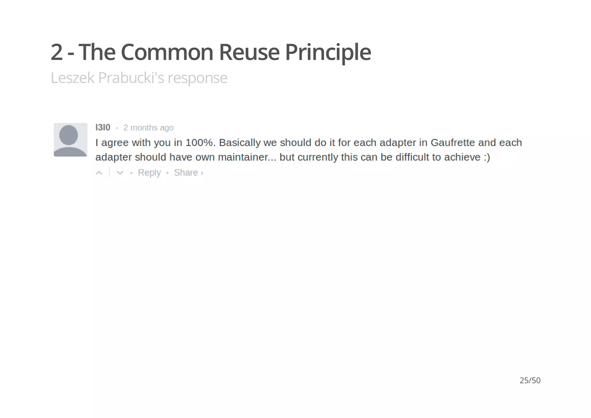 2 - The Common Reuse Principle
Leszek Prabucki's response
25/50
 
