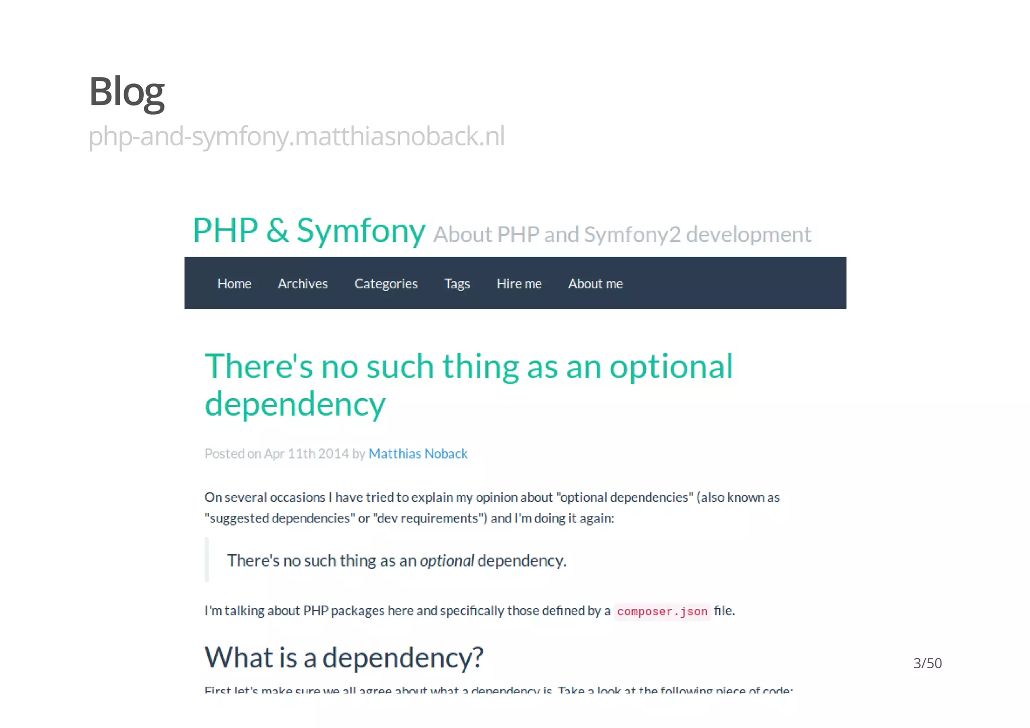 Blog
php-and-symfony.matthiasnoback.nl
3/50
 