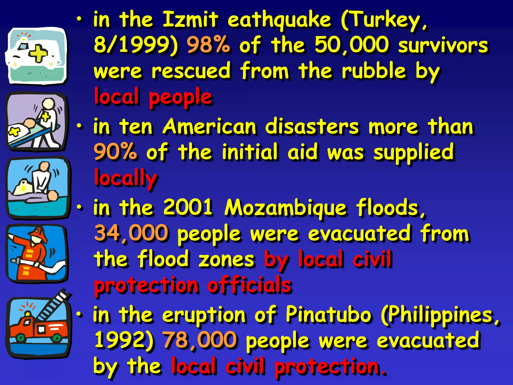 Principle no. 3
The most efficient emergency preparedness
involves generic, all-hazards planning.
There should be only one plan and it
should be written in clear, simple language:
ambiguity can be dangerous.
Synthesis:
abbreviated
plan
Details:
data,
annexes,
appendices
Generalised Detailed
Plan:
structure
 