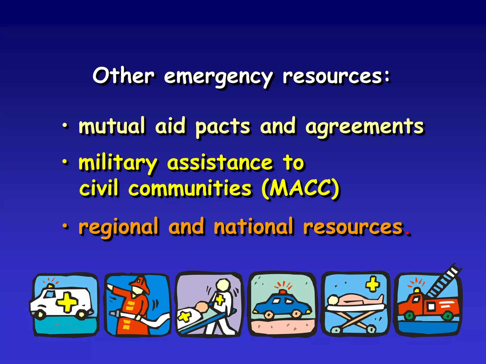Recovery and
reconstruction
planning
Strategic,
tactical & operational
planning
Aftermath
Disaster
Monitoring
prediction
& warning
Permanent emergency plan
Business continuity plan
 