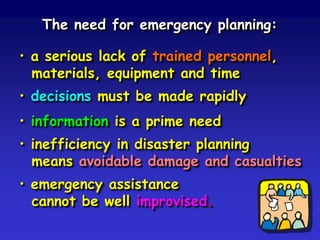 Emergency
environment
Emergency
procedures
Emergency
co-ordination
plan
Spontaneous
improvisation
 