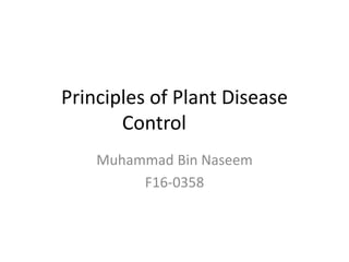 Principles of Plant Disease
Control
Muhammad Bin Naseem
F16-0358
 