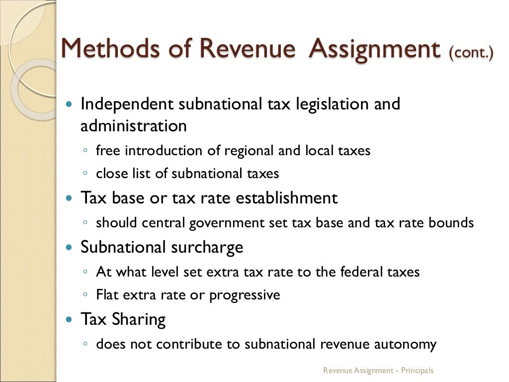 revenue assignment meaning in history