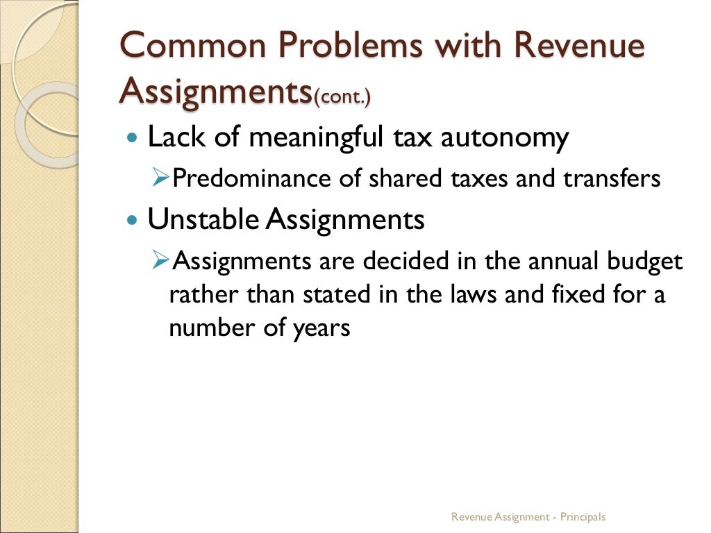 revenue assignment meaning in history