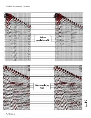 Principles of Seismic Data Processing
M.M.Badawy
Page19
Before
Applying AGC
After Applying
AGC
 