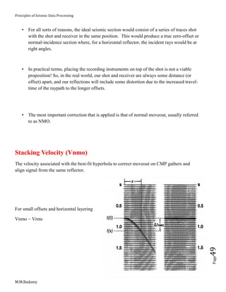 Principles of Seismic Data Processing
M.M.Badawy
Page49
 For all sorts of reasons, the ideal seismic section would consis...