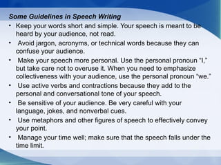 Principles of Speech Writing in Oral Communication in Context | PPTX