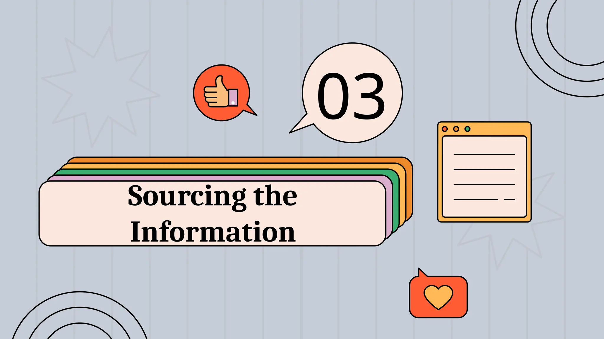 Sourcing the
Information
03
 