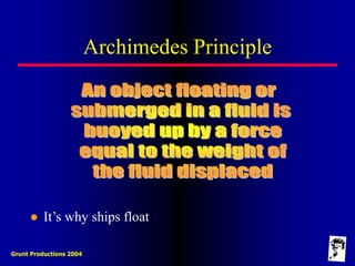 Grunt Productions 2004
Archimedes Principle
 It’s why ships float
 