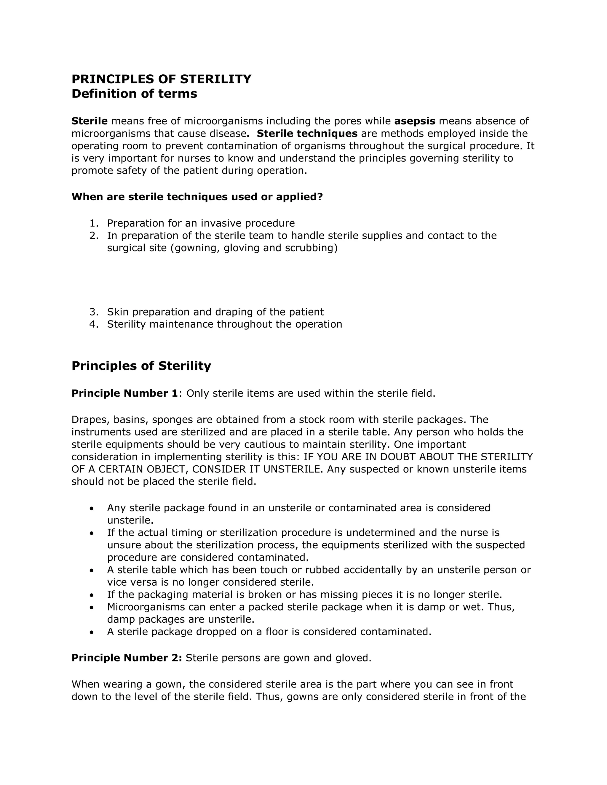 Principles of sterility | PDF
