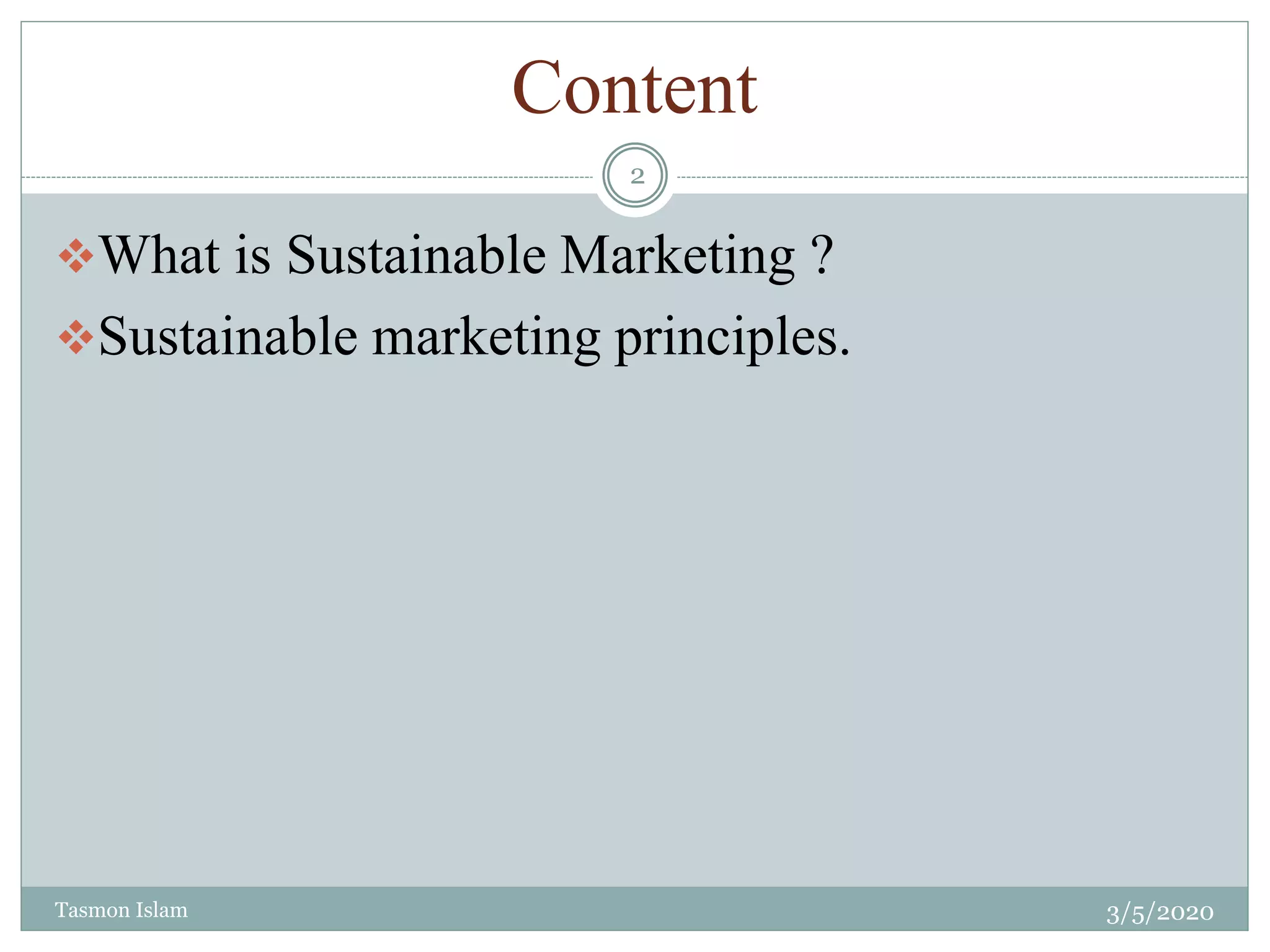 Principles of Sustainable Marketing | PPT
