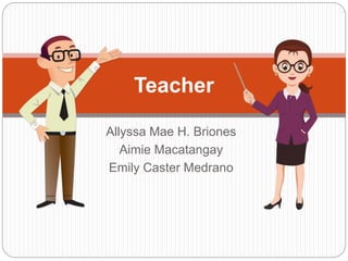 Allyssa Mae H. Briones
Aimie Macatangay
Emily Caster Medrano
Teacher
 