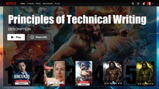 Principles of Technical Writing
DESCRIPTION
1 2 3 4 5
 