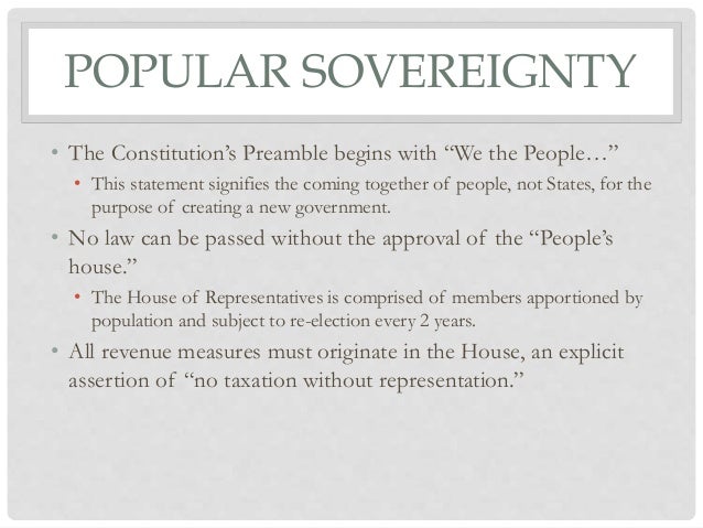 constitution and popular sovereignty Constitution states the power of the government belongs to the people the people have the right to vote for who they believe is the right choice for the country. constitution and popular sovereignty Constitution states the power of the government belongs to the people the people have the right to vote for who they believe is the right choice for the country.