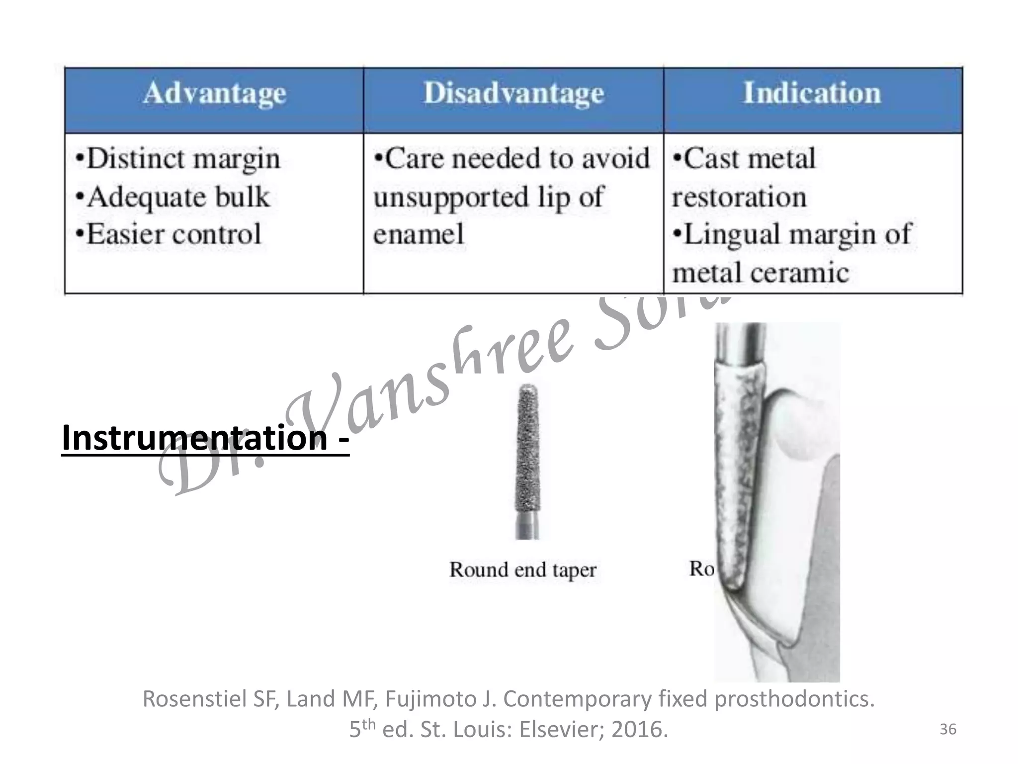 36
Rosenstiel SF, Land MF, Fujimoto J. Contemporary fixed prosthodontics.
5th ed. St. Louis: Elsevier; 2016.
Instrumentation -
 
