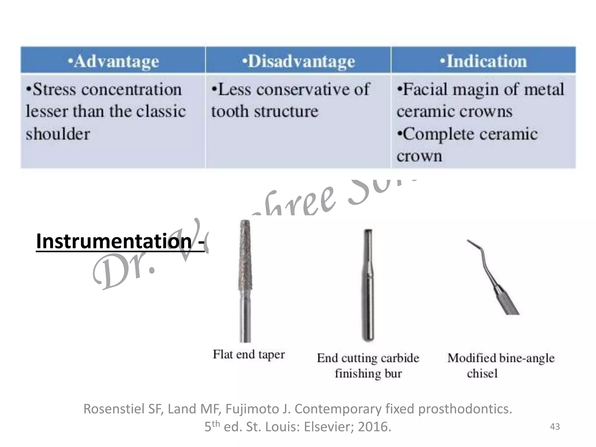 43
Rosenstiel SF, Land MF, Fujimoto J. Contemporary fixed prosthodontics.
5th ed. St. Louis: Elsevier; 2016.
Instrumentation -
 