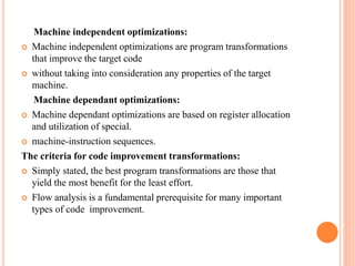 Principle source of optimazation | PPTX | Programming Languages | Computing