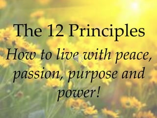 The 12 Principles
How to live with peace,
passion, purpose and
power!

 
