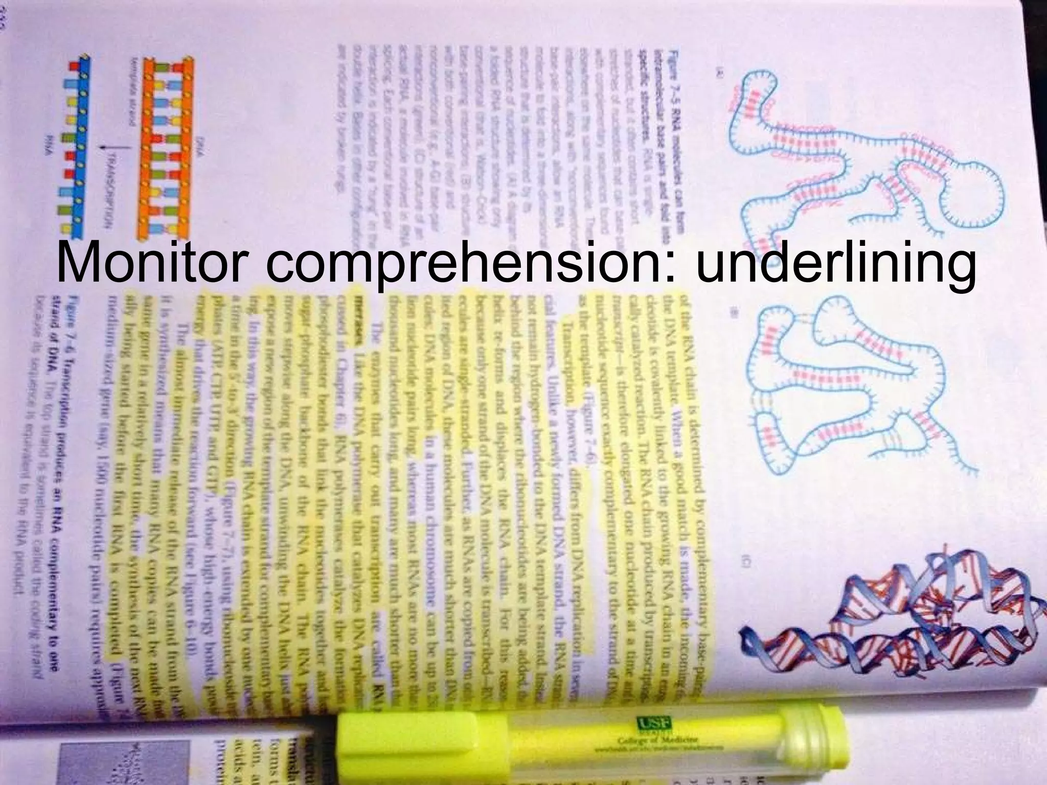 Monitor comprehension: underlining 