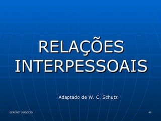 RELAÇÕES INTERPESSOAIS Adaptado de W. C. Schutz 