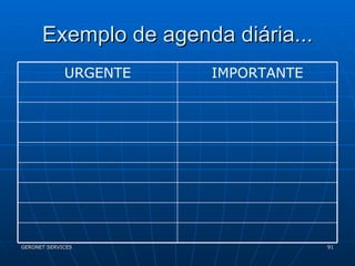 Exemplo de agenda diária... IMPORTANTE URGENTE 