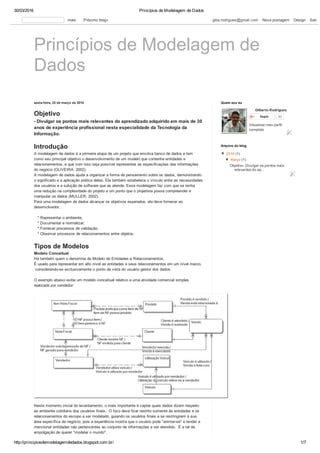 Princípios de Modelagem de Dados | PDF