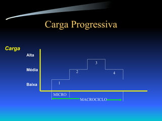 Carga Progressiva MICRO MACROCICLO 1 2 3 4 Alta Média Baixa Carga 