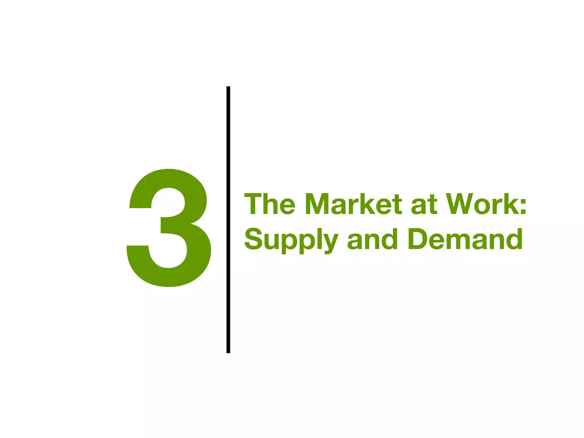 The Market at Work:
Supply and Demand
3
 