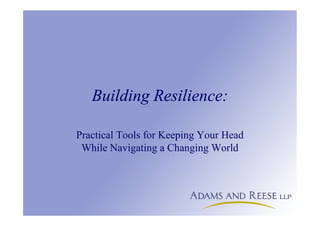 Building Resilience:
Practical Tools for Keeping Your Head
While Navigating a Changing World
 