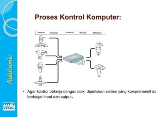 Proses Kontrol Komputer:
 Agar kontrol bekerja dengan baik, diperlukan sistem yang komprehensif da
berbagai input dan output.
 