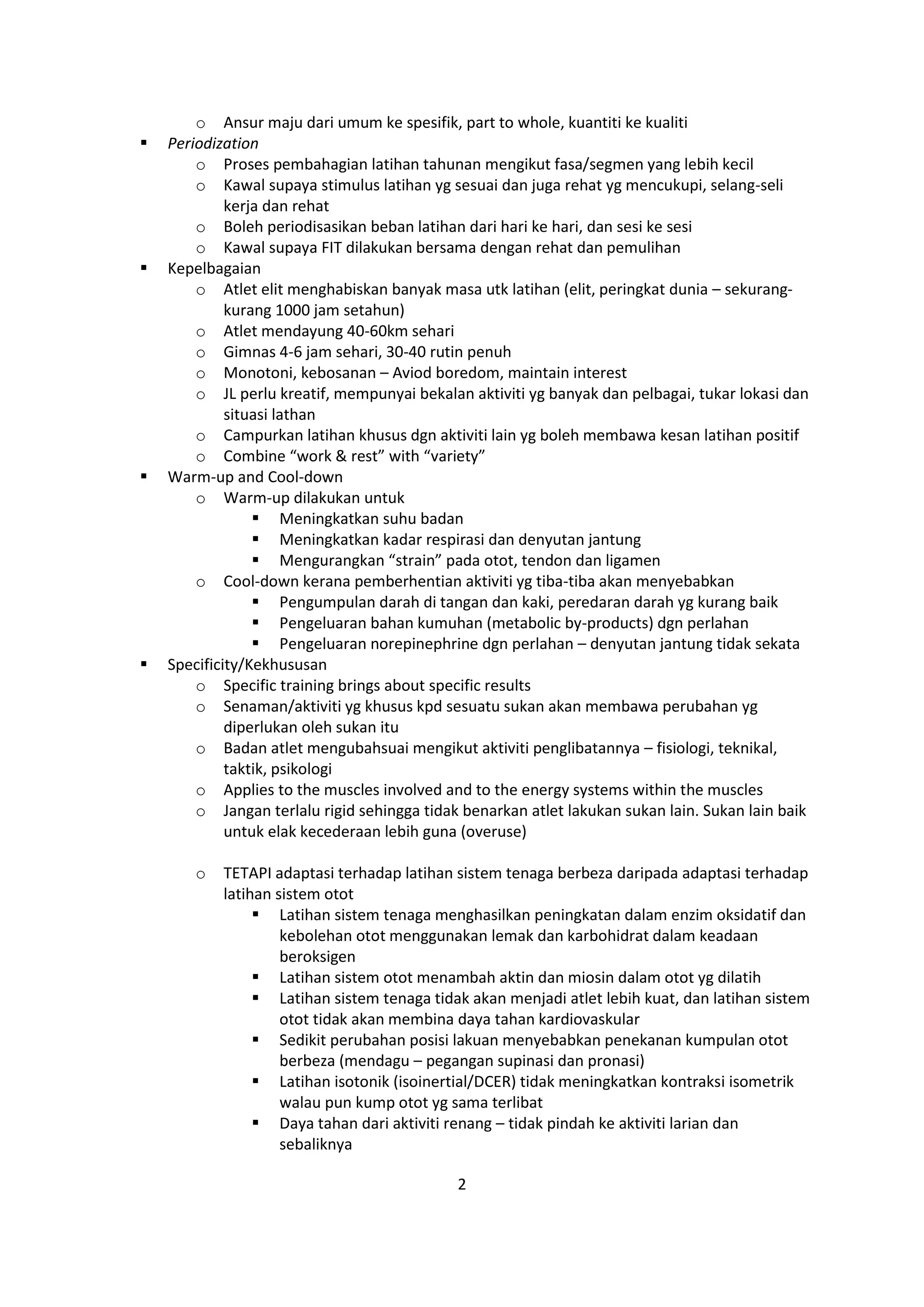 Prinsip latihan | PDF