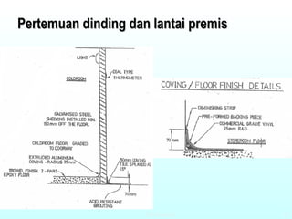Pertemuan dinding dan lantai premis 