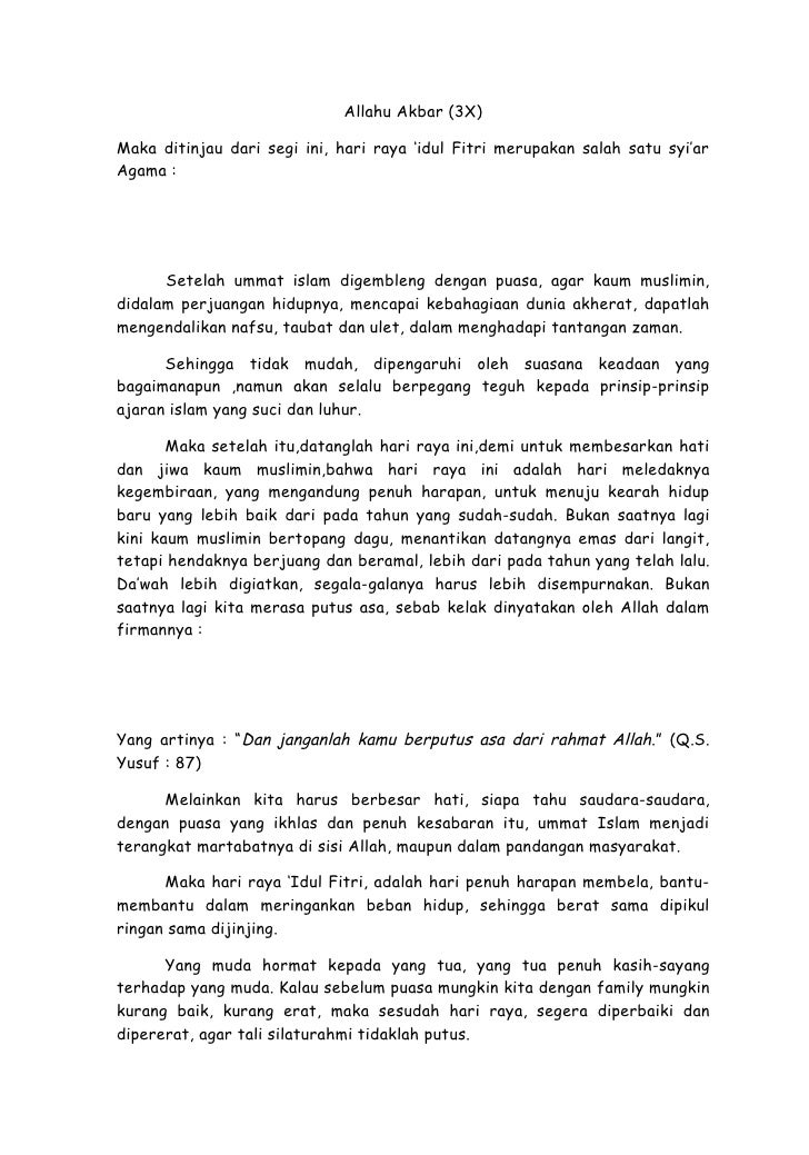 khutbah hari raya idul fitri