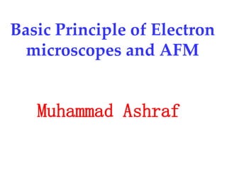 Basic Principle of Electron
microscopes and AFM
Muhammad Ashraf
 