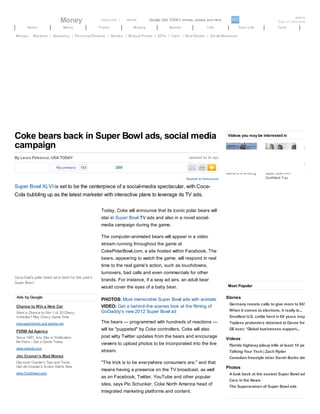 Print   coke bears back in super bowl ads, social media campaign – usatoday