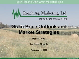 © Roach Ag Marketing, Ltd. Grain Price Outlook and Market Strategies Peosta, Iowa by John Roach February 11, 2009 