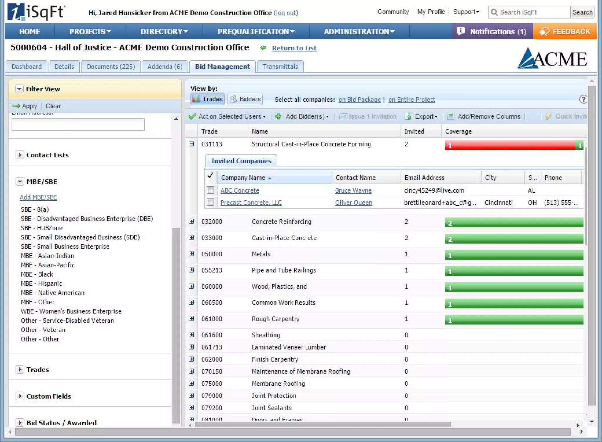Isqft iSqFt - Bid Management - Print Filtered Bidders List | PDF