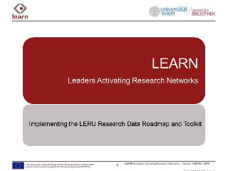 LEARN (Leaders Activating Research Networks) – Authors: UNIVIE – WP3This project has received funding from the European Union’s Horizon 2020
research and innovation programme under grant agreement No 654139. 1
 