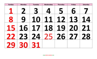 www.blank-calendar.com
Sunday Monday Tuesday Wednesday Thursday Friday Saturday
1 2 3 4 5 6 7
8 9 10 11 12 13 14
15 16 17 ...