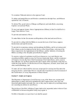 Printable Version of The US Constitution
