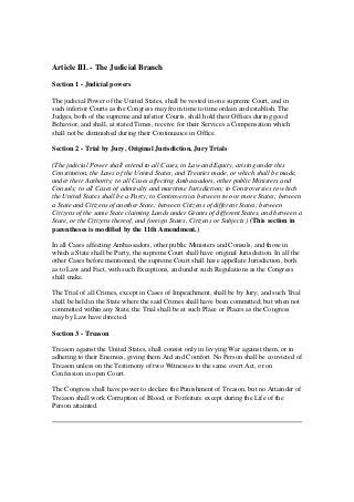 Printable Version of The US Constitution