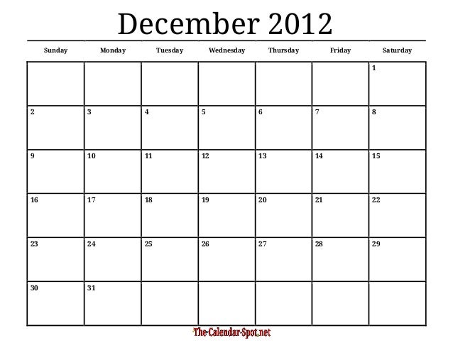Printable Blank Pdf December 12 Calendar Printable Blank Pdf December 12 Calendar