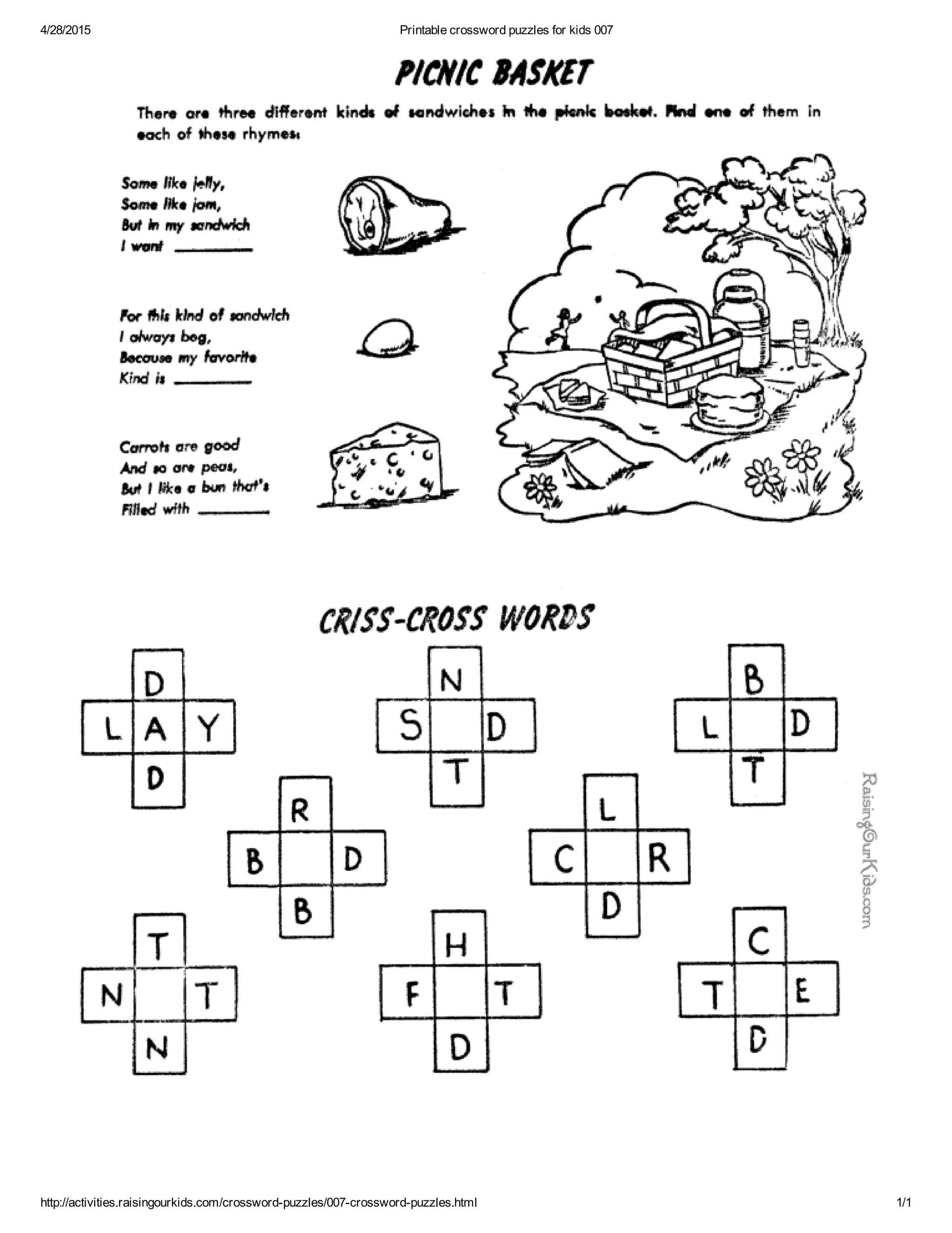Printable crossword puzzles for kids 007 | PDF