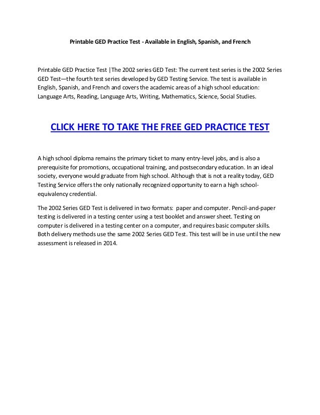 Printable Ged Practice Test Printable Ged Practice Test