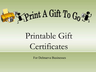 Printable Gift Certificates For Delmarva Businesses 