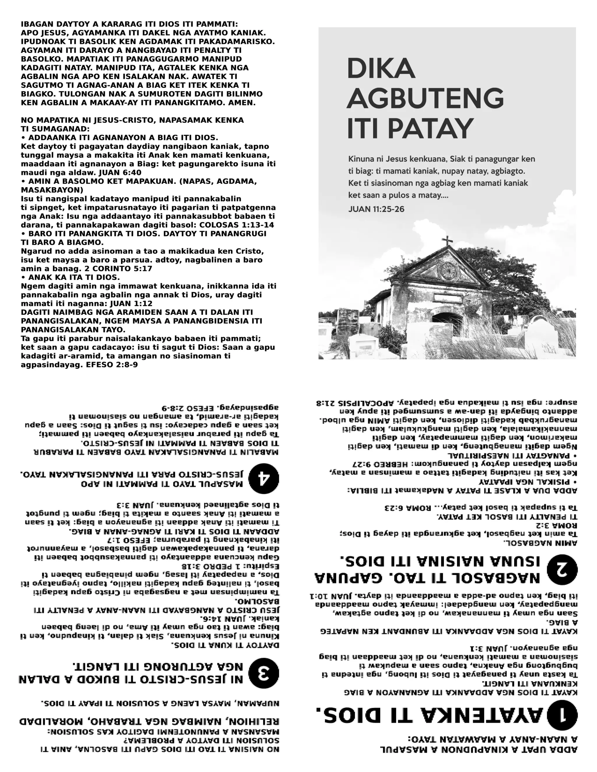 printable ilocano do not fear death gospel tract (Letter Size 8.5 x