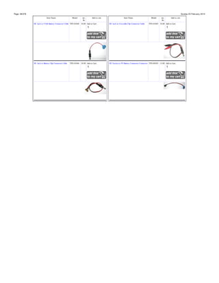 Page: 38/378

Sunday 23 February, 2014
Item Name

Model

inc.
Rs.

Add to cart

Item Name

Model

inc.
Rs.

Add to cart

DC Jack to 9 V Battery Connector Cable TPS-01048 10.00 Add to Cart:
olt

DC Jack to Crocodile Clip Connector Cable

DC Jack to Battery Clip Connector Cable

DC Socket to 9V Battery Connector Connector TPS-00249 12.00 Add to Cart:

TPS-01046 18.00 Add to Cart:

TPS-01049 18.00 Add to Cart:

 