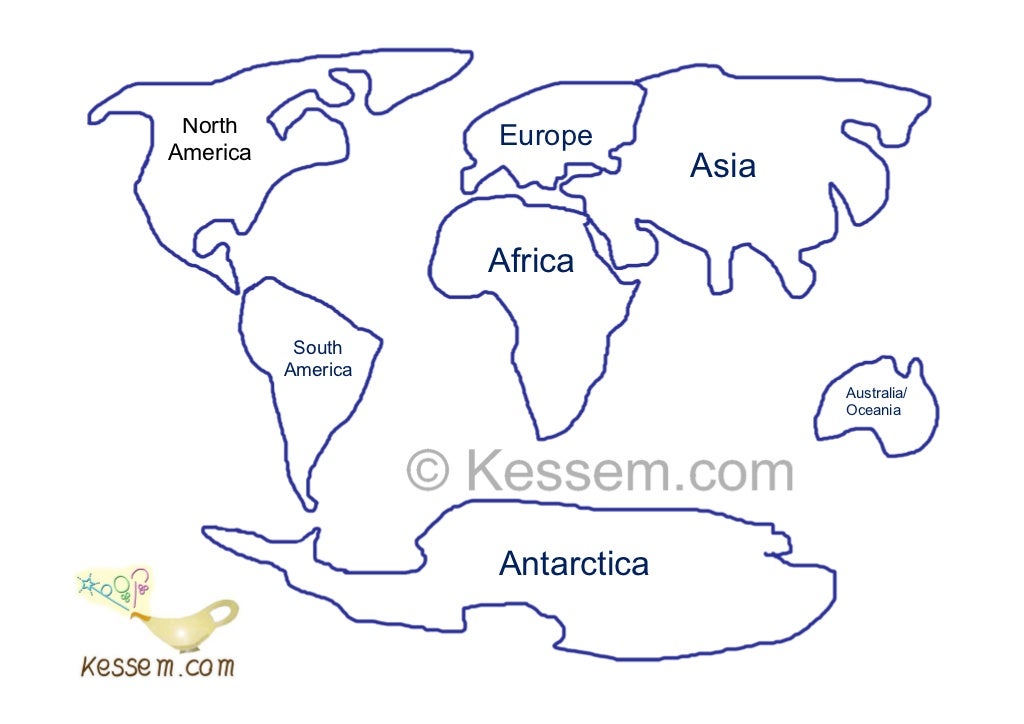 A Printable Sketch of the Continents