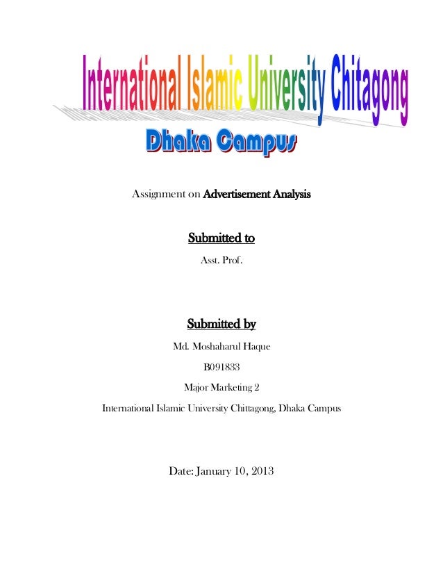 Front page of an assignment
